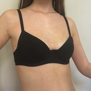 aerie lightly lined underwire black bikini top